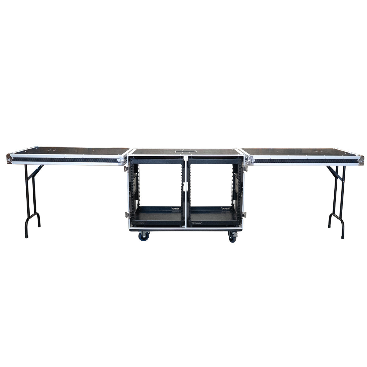 Dual 12RU Shockproof Rack Workstation with Side Tables