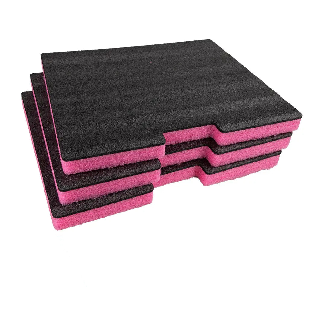 EPE Foam Insert for 3RU Steel Drawer, Black & Pink