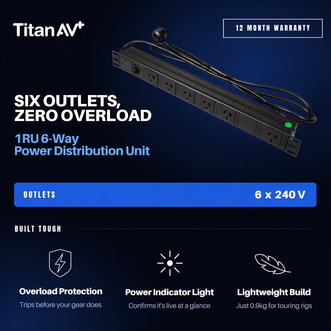 1RU 6 Way PDU with Overload Protection