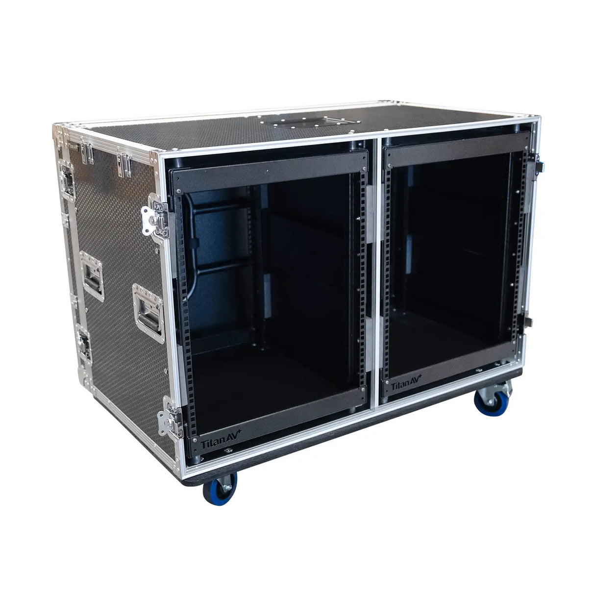 Dual 12RU Shockproof Rack Workstation with Side Tables