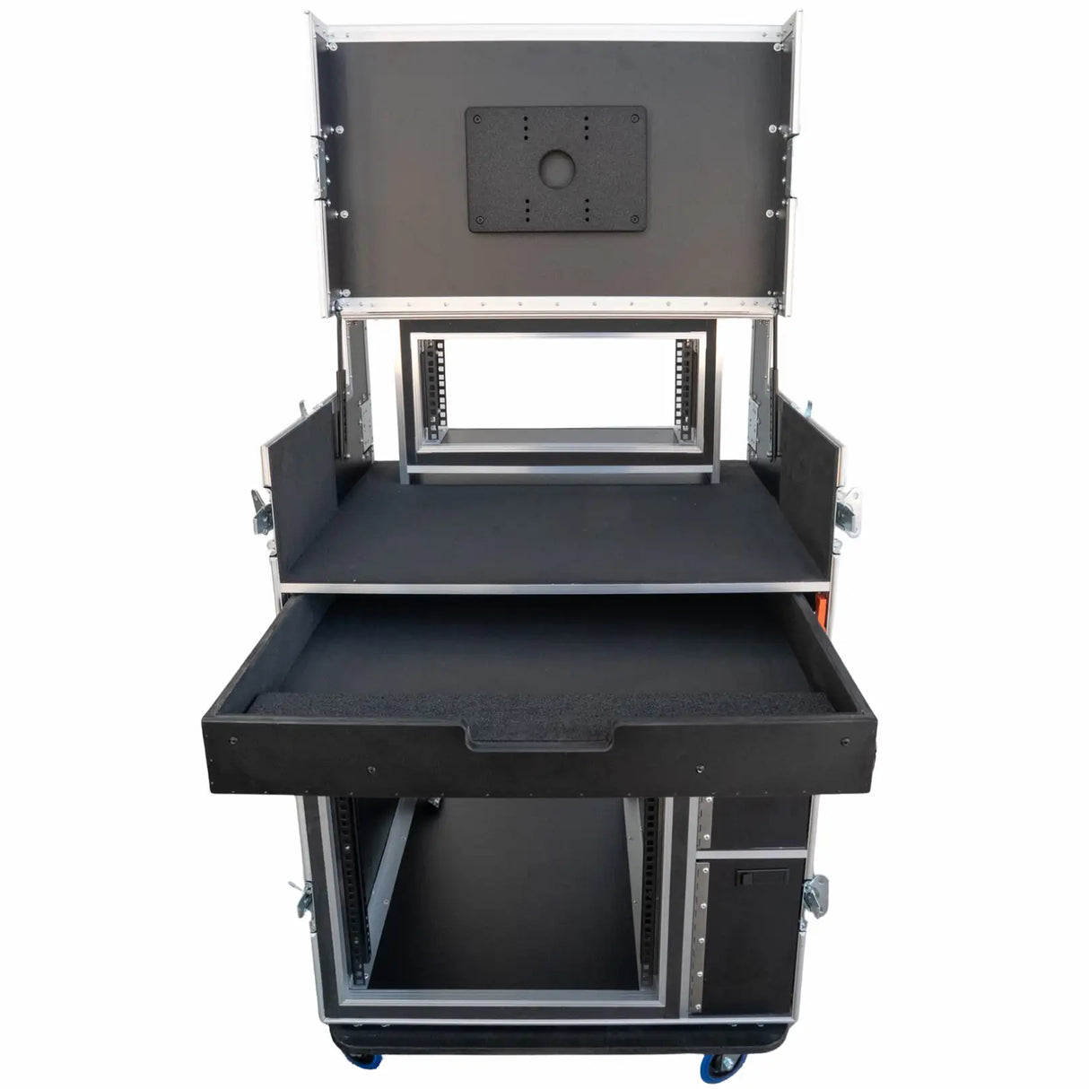 front view of Single Monitor Broadcast Workstation Road Case