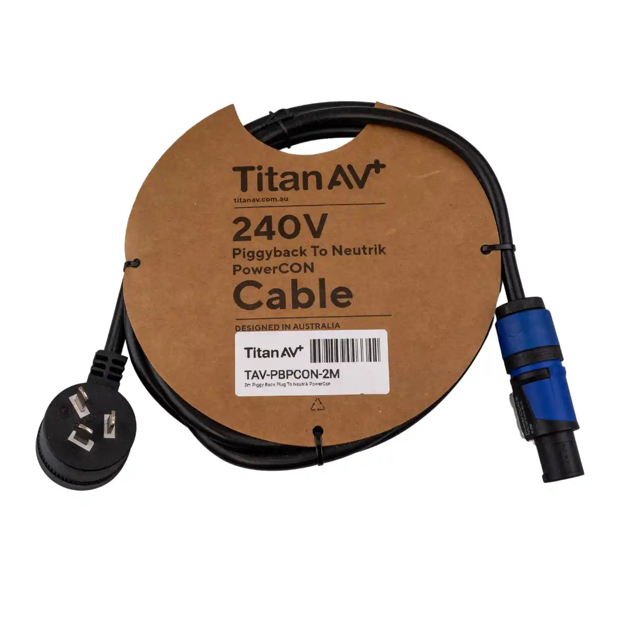 2m PowerCON Power Cable with Piggy Back Plug