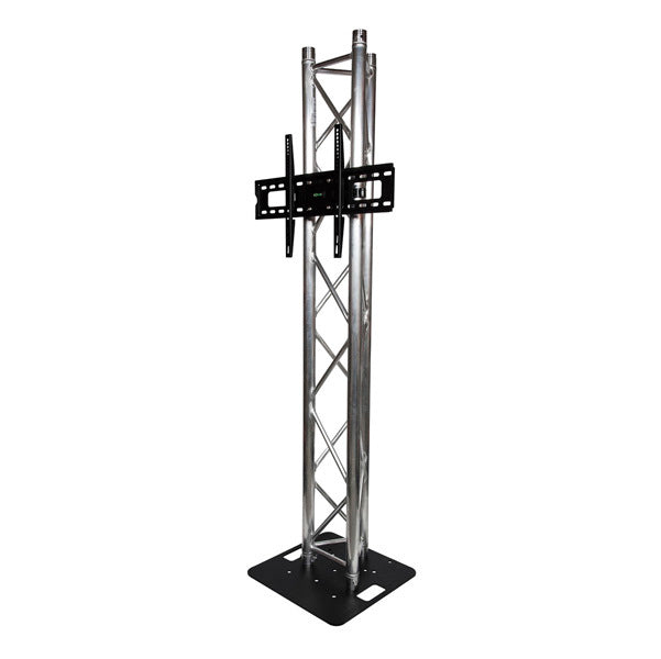 side angle view of 2m Tri Truss Flat Mount TV Stand with 500mm Steel Base