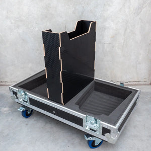 Custom CNC case for two Meyer U-X40 speakers with cable storage space