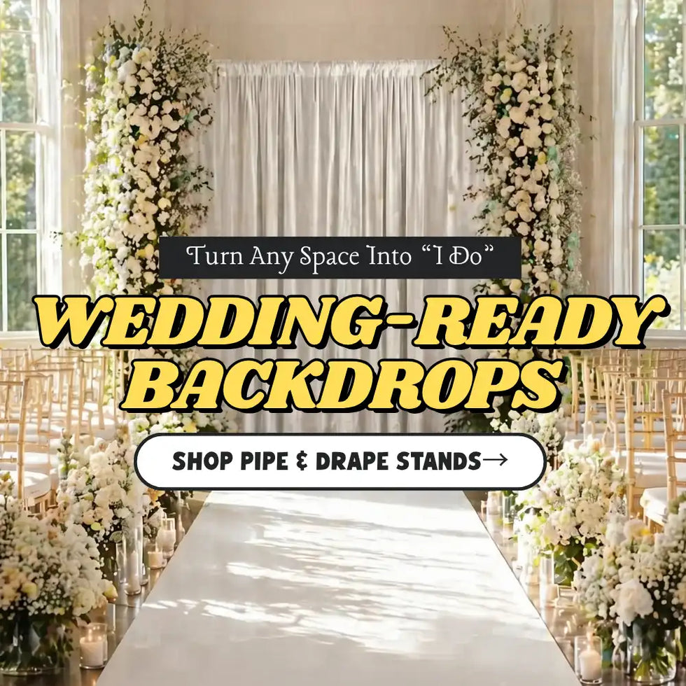 White velvet drapes & backdrop stand for wedding venues