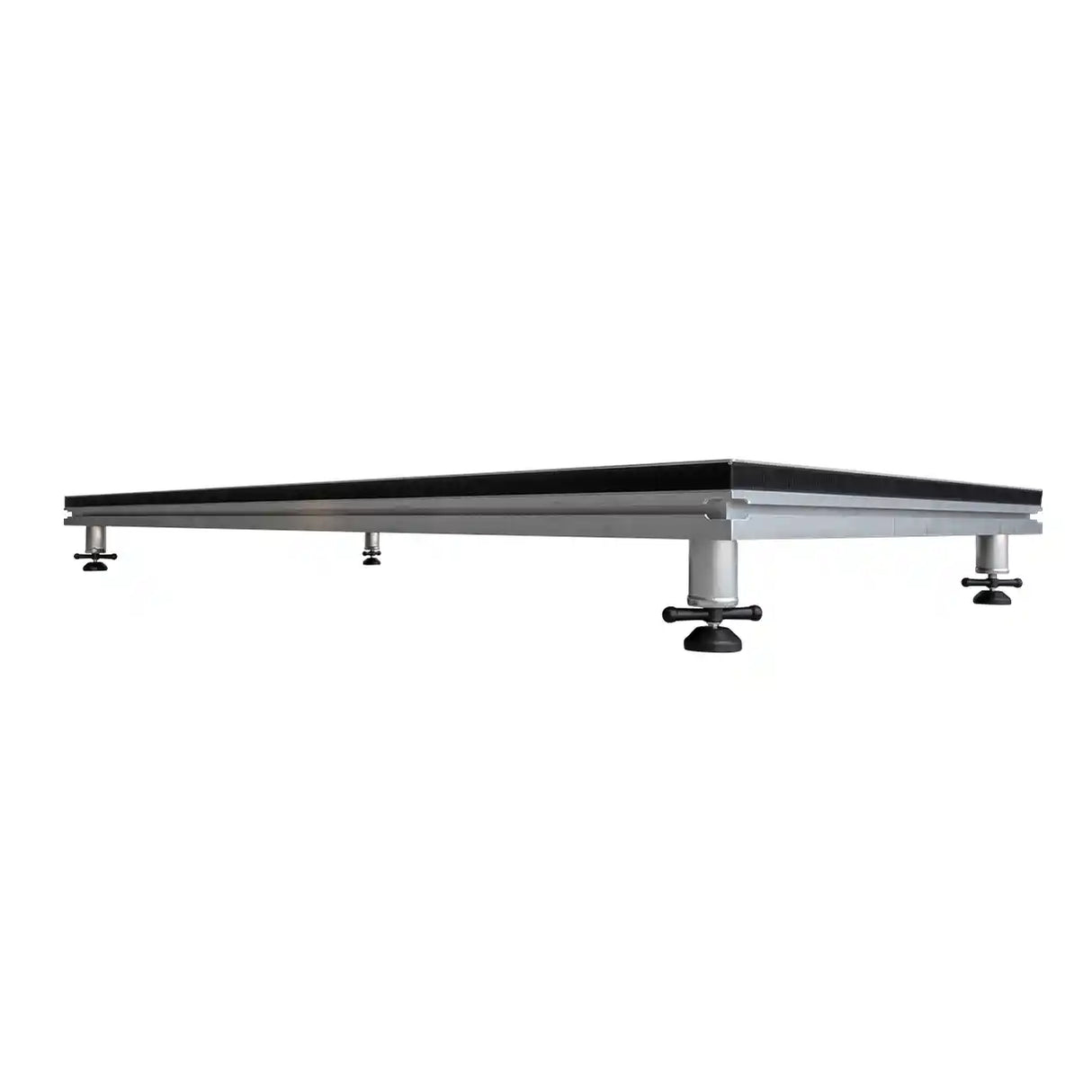 low profile view of 2 x 1m Stage Platform with 200mm Legs