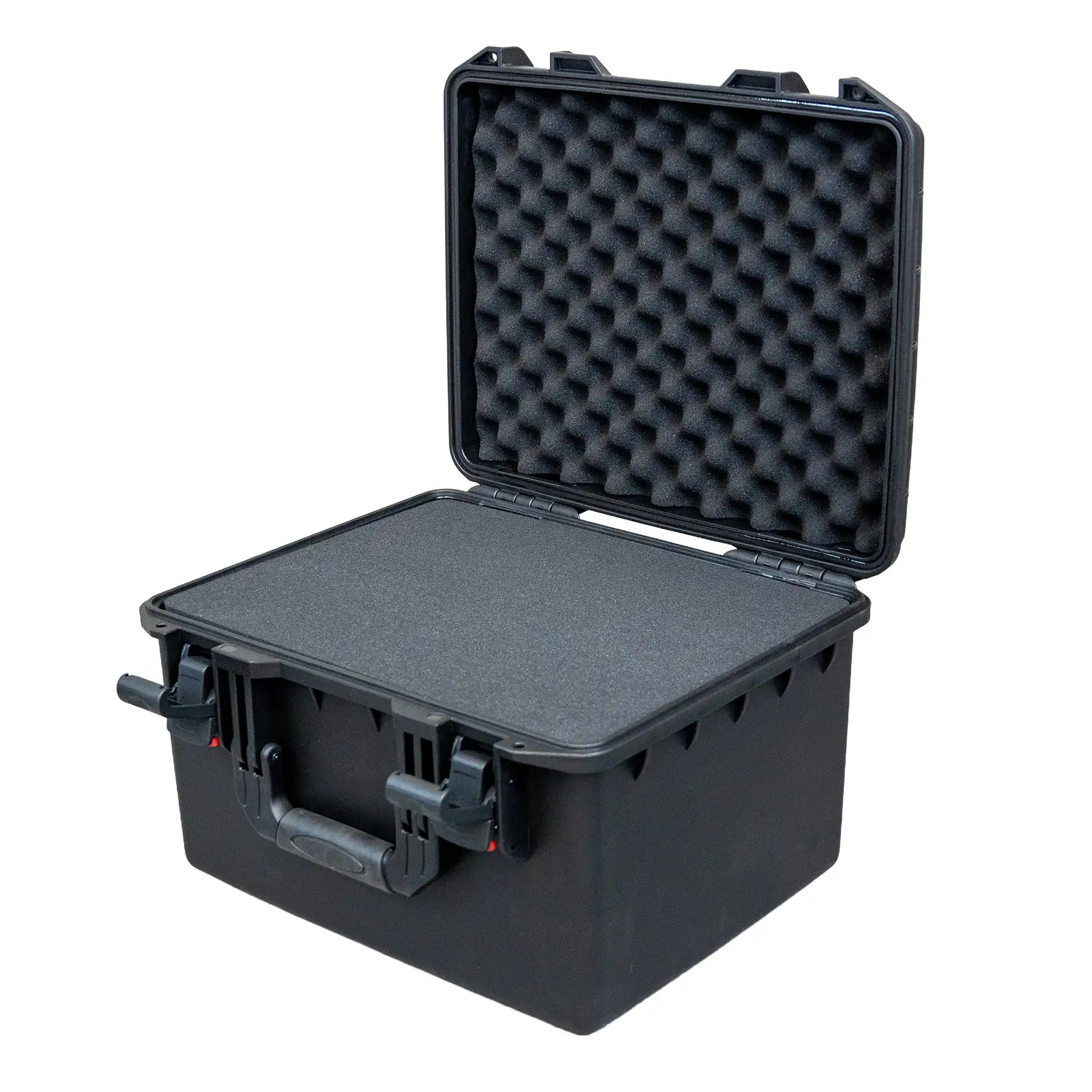 Interior of Titan AV 40L Hard Case showing customisable pre-cubed diced foam layers