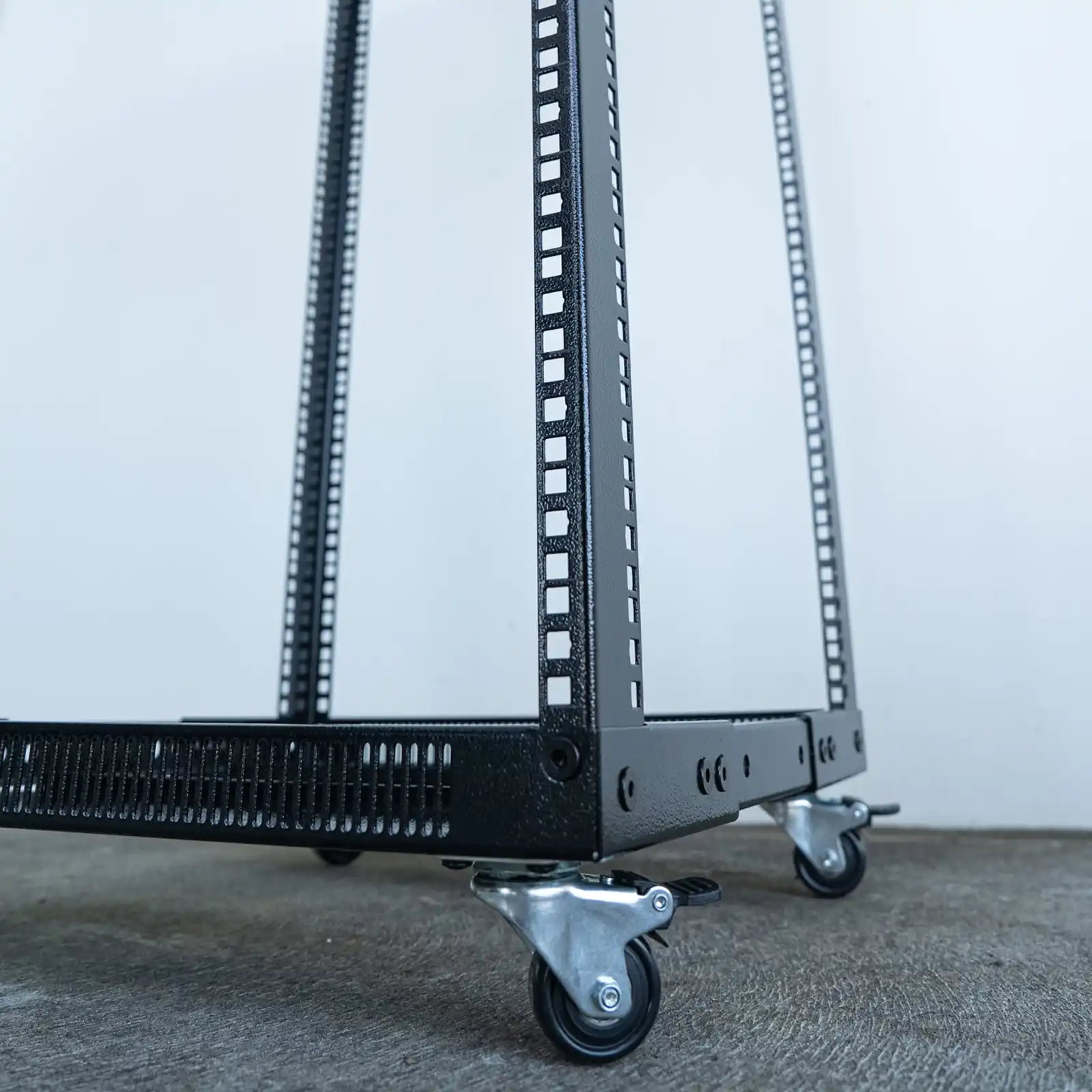 Close Up view of the bottom of a 24RU Rack