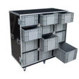 Inside look at the removeable crates inside our 12-Crate Mixed Storage Road Case (Triple-Wide)