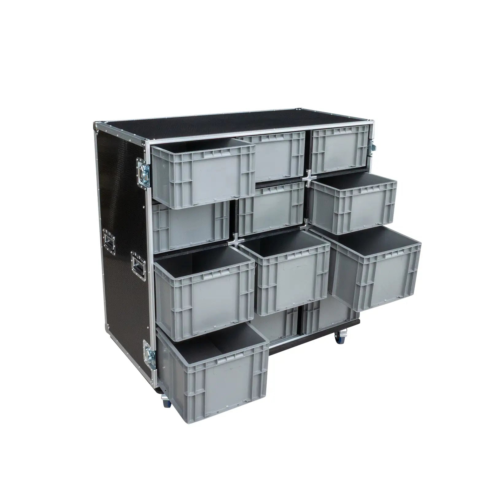 12-Crate Mixed Storage Road Case (Triple-Wide)