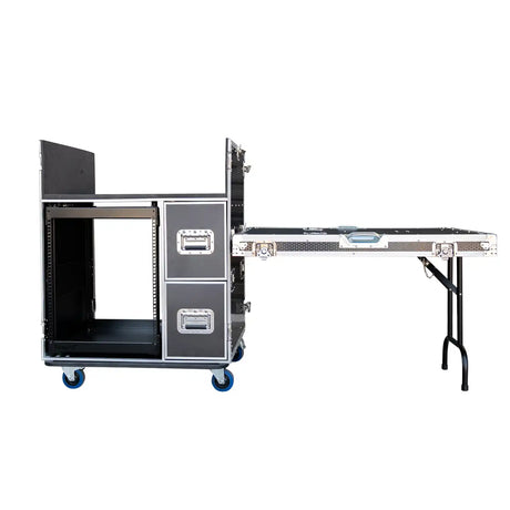 Mixer Workstation Flight Case with 12RU Shockproof Rack & Table