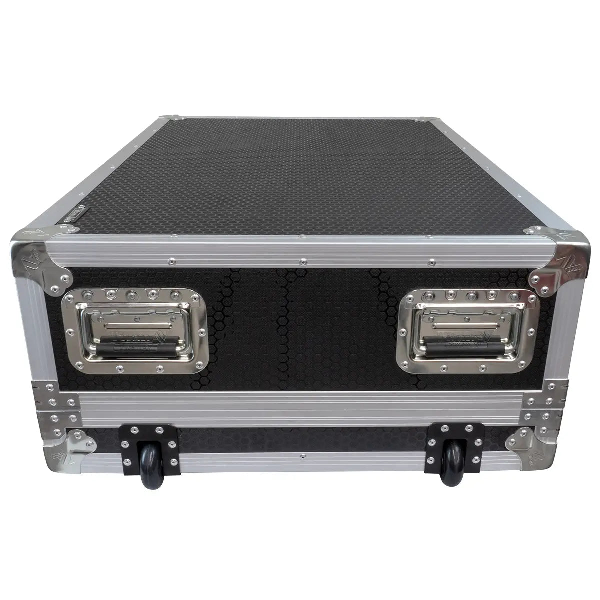 Bottom view of wheels on Behringer Wing Case