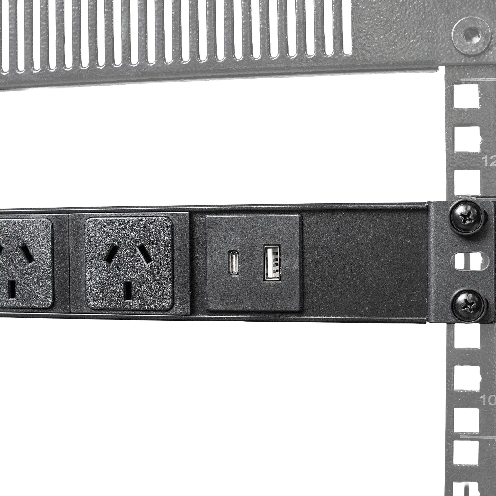 USB and USB-C ports inside 1RU 6 Way PDU
