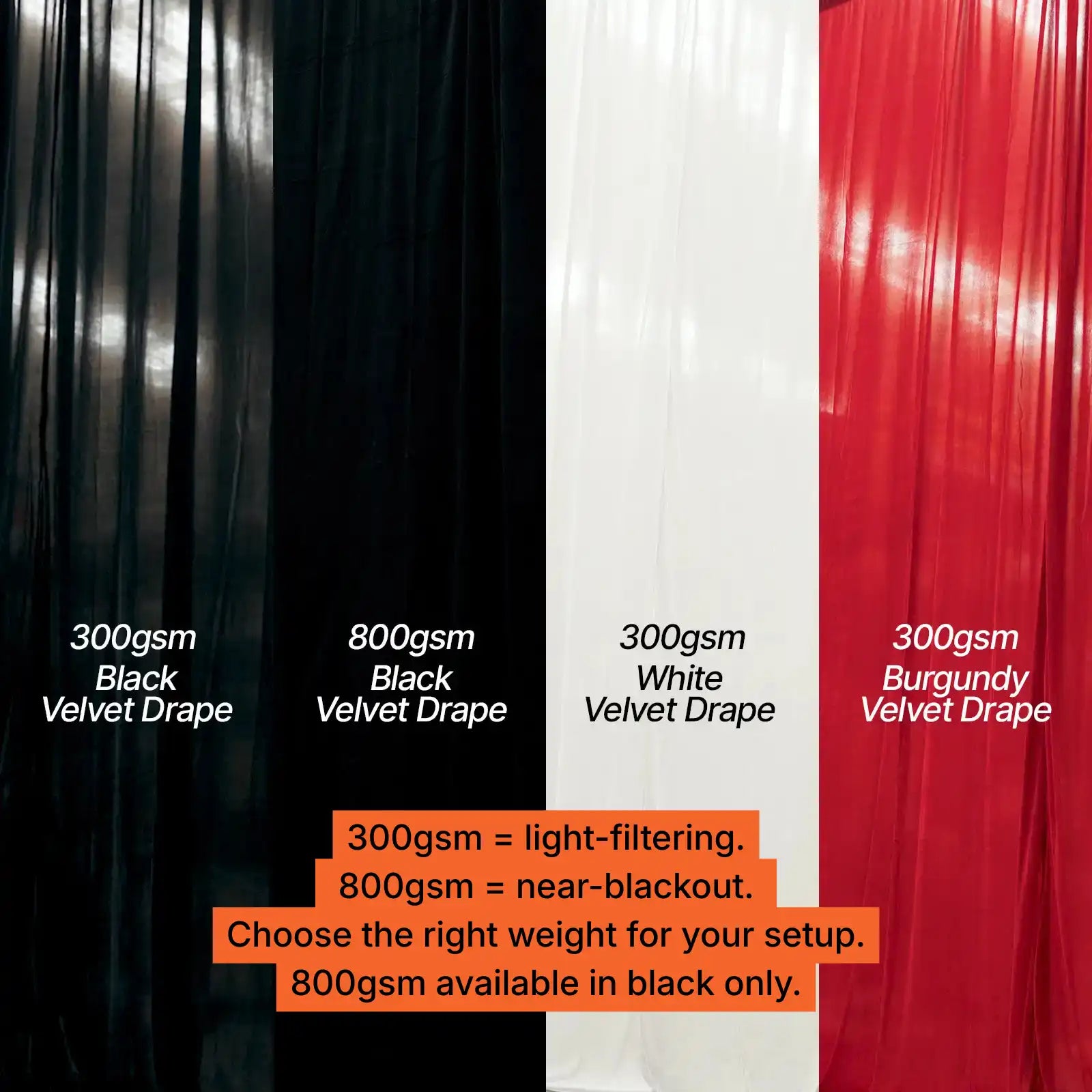 White Velvet Drape, 300gsm (3.15m x 3m)