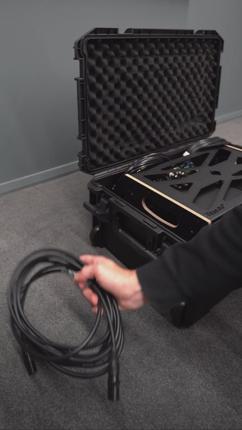 My wireless rack build is finally dialled in — four channels of Sennheiser EW-D with the Sennheiser antenna splitter, all packed into a Titan AV 3RU Flyrack.