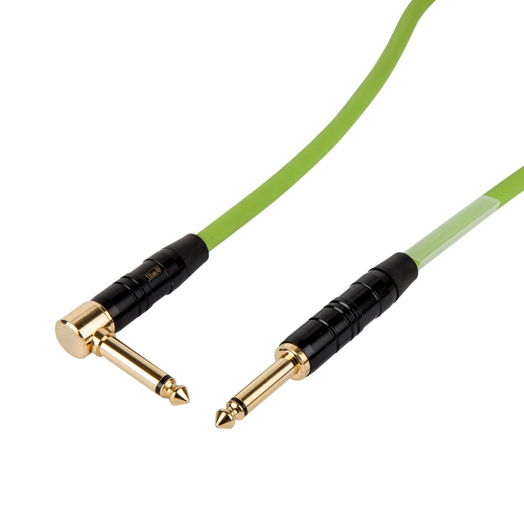 Titan AV 0.5m 1/4" Jack to 1/4" Right Angle Jack Green Guitar Patch Lead