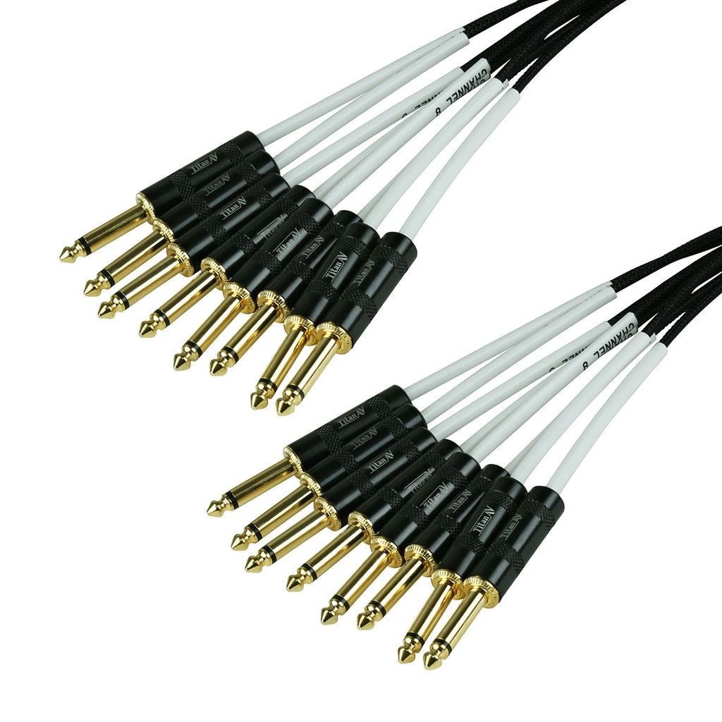2m 1/4" Mono Jack to 1/4" Mono Jack TS 8 Channel Multicore Loom Cable Stage Snake