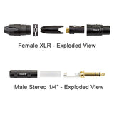 1m XLR Female to 1/4" TRS Stereo 8 Channel Multicore Loom Cable Stage Snake