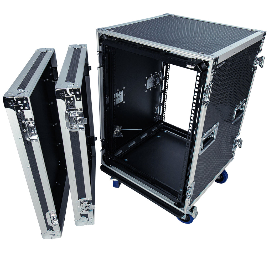 14RU Shock Rack Case with Wheels, 550mm Deep